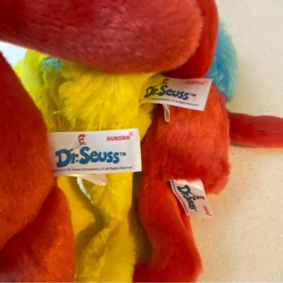 Dr. Seuss Thing 1 Thing 2 Sneetch Plush Stuffed Animal Aurora Plush Soft Lot - Picture 3 of 5
